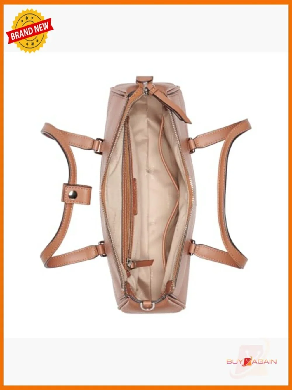 Vegan Leather Satchel with Crossbody Strap, 3 Compartments